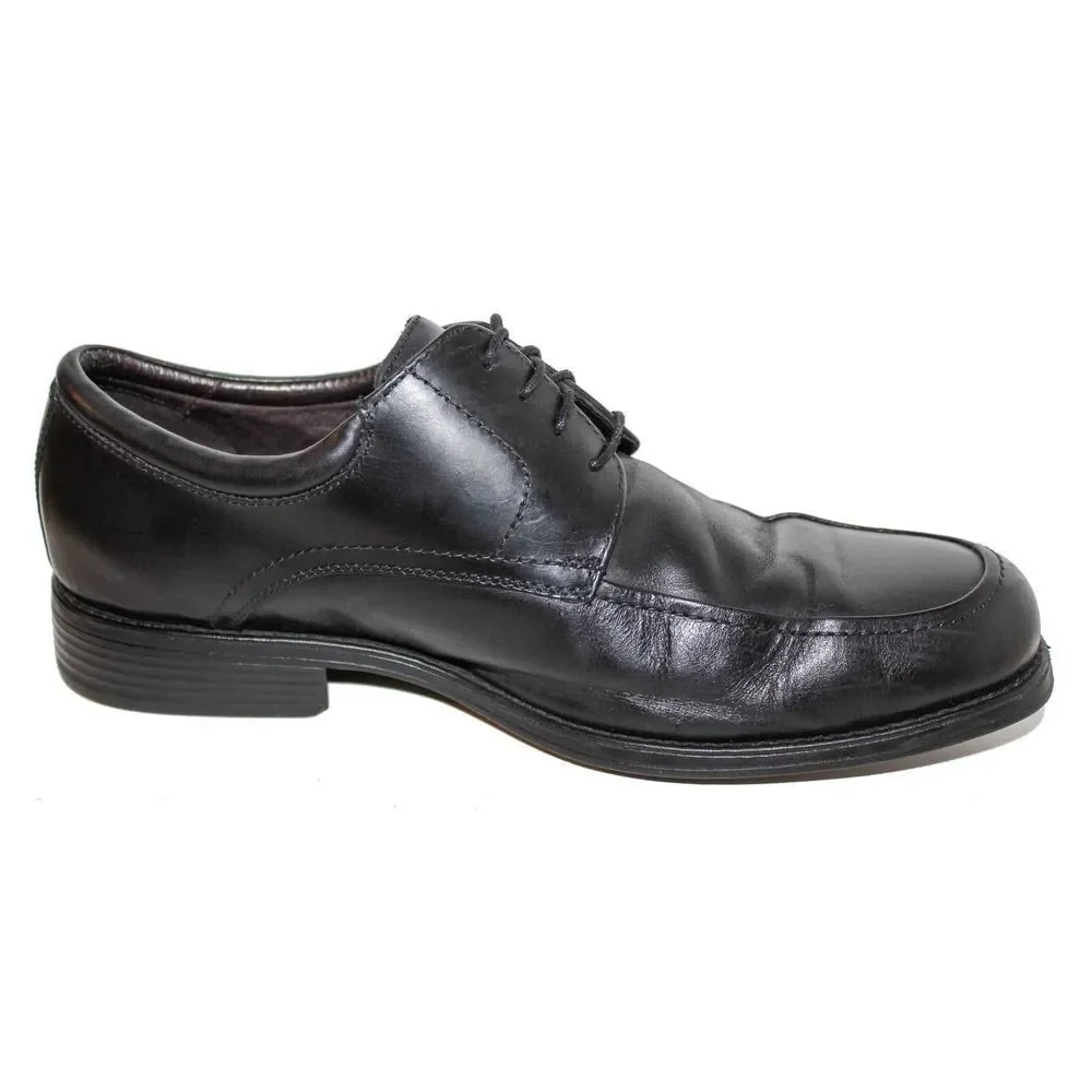 JOHNSTON & MURPHY ATCHISON MOC TOE Black Leather Lace Up Oxfords Mens Shoes 10.5